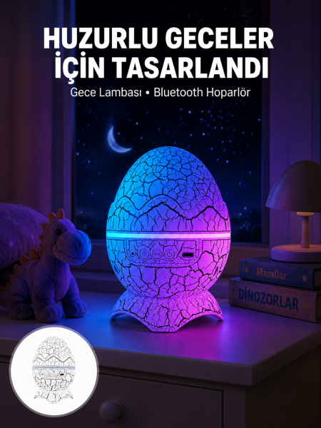 Bluetooth Hoparlör Özellikli 7 Renkli Gece Aydınlatması Yeni Nesil - Lisinya