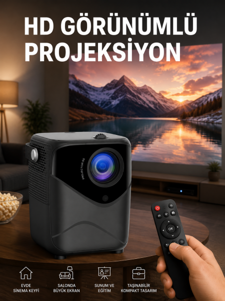 Yüksek HD Görünümlü Taşınabilir Projeksiyon Cihazı - Lisinya