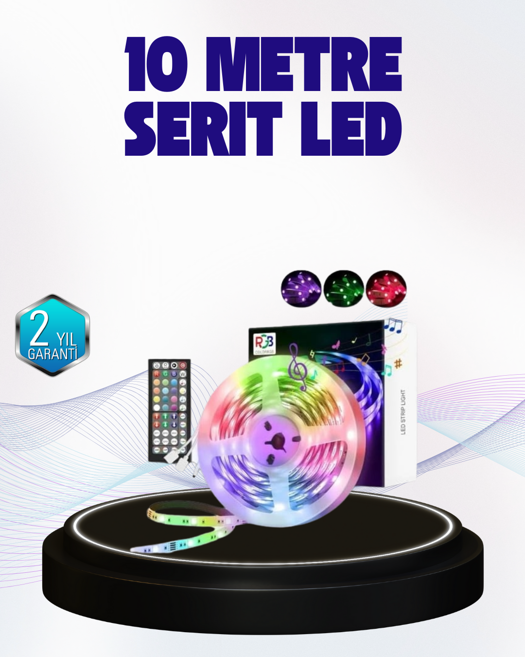 Bluetooth Kontrollü Smart Şerit Led 10M Sese Duyarlı RGB Aydınlatma - Lisinya