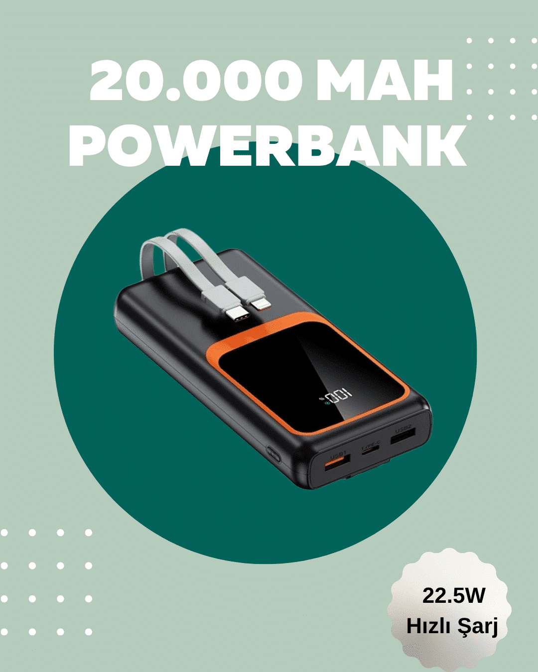 YamanHobi 20000 mAh Powerbank Hızlı Şarjlı Taşınabilir Şarj Cihazı
