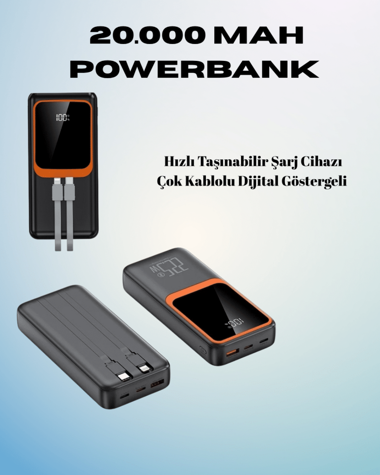 YamanHobi 20000 mAh Powerbank Hızlı Şarjlı Taşınabilir Şarj Cihazı