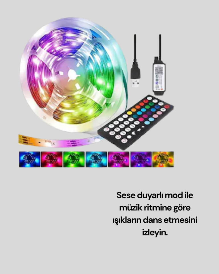 Sese Duyarlı 10M Smart Şerit Led IOS Android Kontrollü RGB Işık - Lisinya