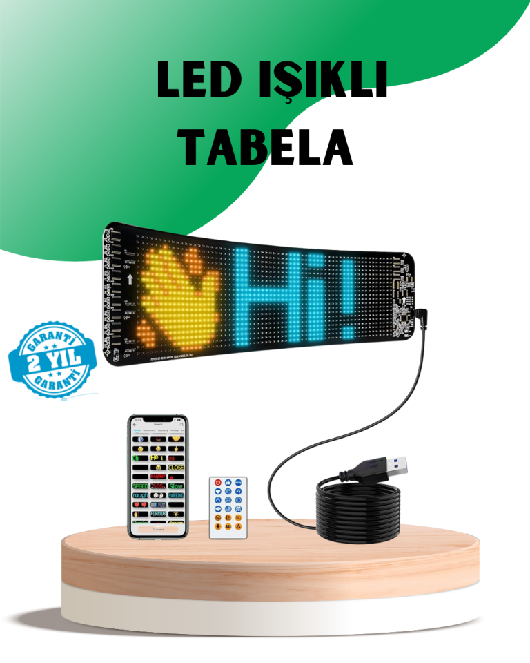 USB Destekli LED Mağaza Tabelası – Renkli RGB Kayan Yazı Paneli - Lisinya