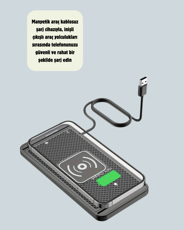 YamanHobi Manyetik Kablosuz Şarj Pedi Araç İçi Qi Uyumlu Telefon Şarj Standı