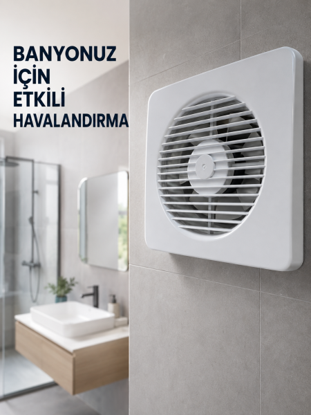 20 W Havalandırma Fanı 150 mm Bağlantı Çapı 20,8 x 20,8 cm Dekoratif Aspiratör - Lisinya