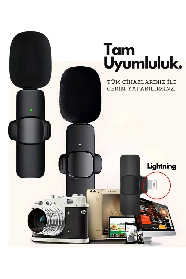 Type-C Çiftli Kablosuz Yaka Mikrofonu Seti - YouTube, TikTok, Vlog ve Canlı Yayınlar İçin Telefon Uyumlu Çift Mikrofon ( Lisinya )