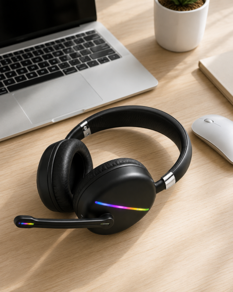 Bluetooth 5.0 RGB Işıklı Mikrofonlu Kablosuz Kulak Üstü Kulaklık