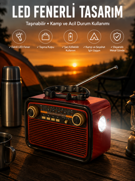 Eskitme Nostalji Tasarımlı Bluetoothlu Nostalji Radyo Ahşap Nostaljik Görünümlü - Lisinya