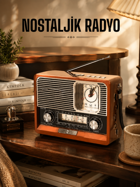 Ahşap Görünümlü Retro Bluetooth Radyo USB,AUX Ve SD Kart Girişli - Lisinya