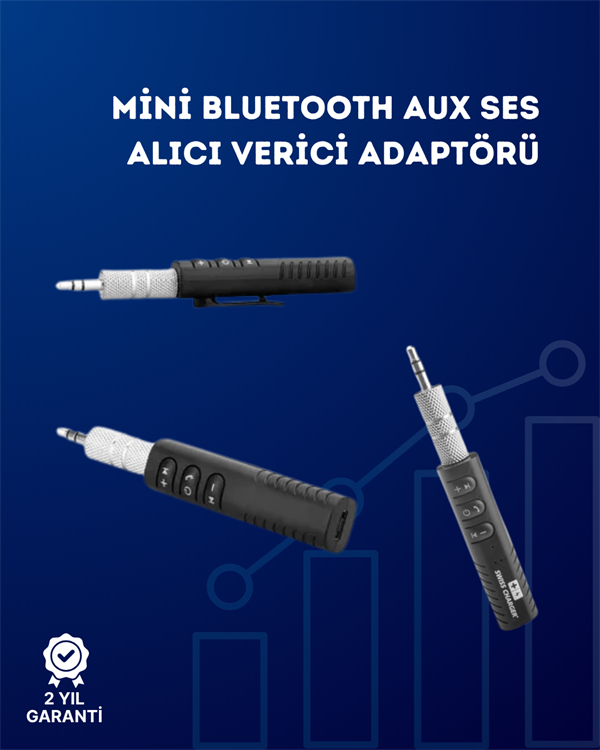 Kablolu Hoparlör ve Kulaklıklar İçin Bluetooth Adaptör | Mini Boy, Klipsli, Taşınabilir