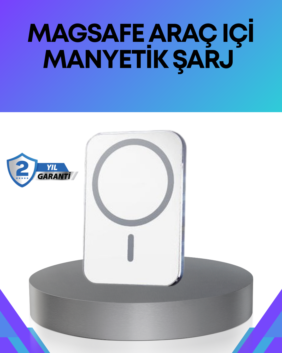 360° Döner Başlıklı MagSafe Araç Telefon Tutucu Hızlı Şarjlı - Lisinya