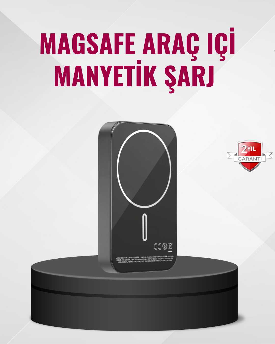 YamanHobi MagSafe Araç Tutucu 15W Wireless Şarj Özellikli