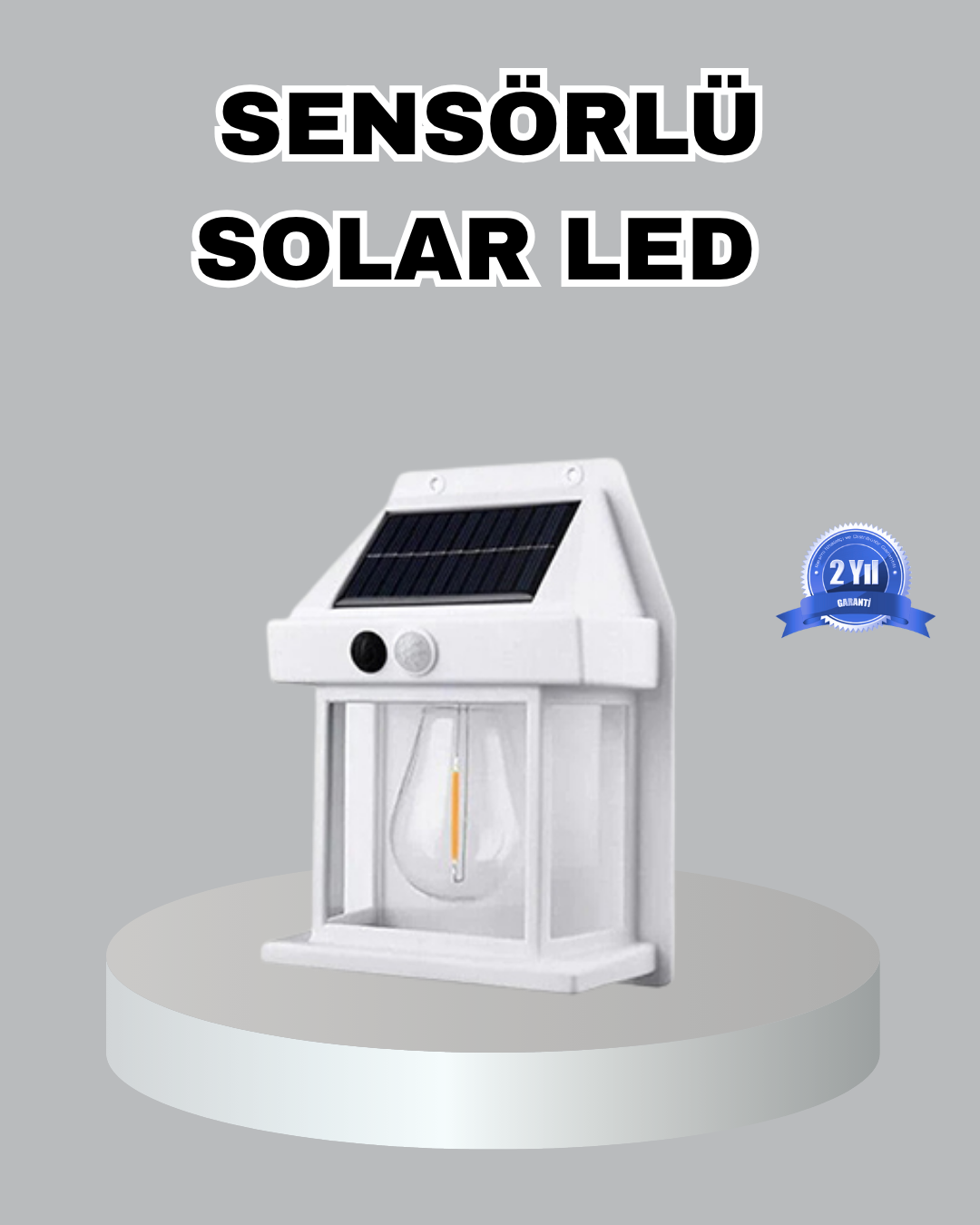 Üç Modlu Güneş Enerjili Duvar Lambası 1800mAh Bataryalı ve Hareket Sensörlü - Lisinya