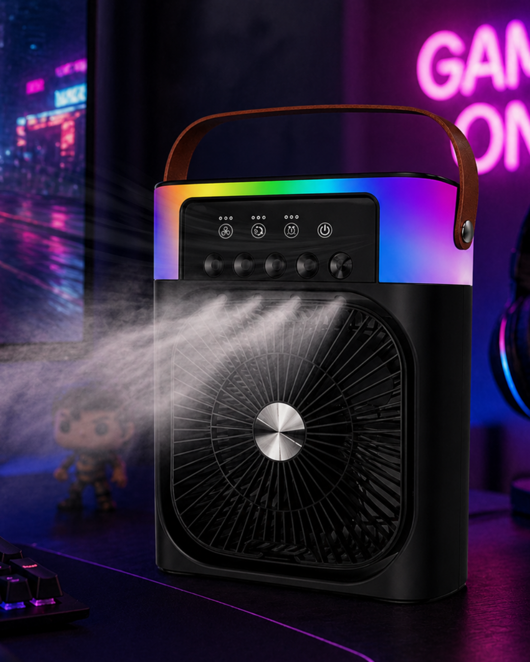 Taşınabilir Mini Klima Nemlendirici Fan RGB Led Aydınlatmalı USB Fan - Lisinya