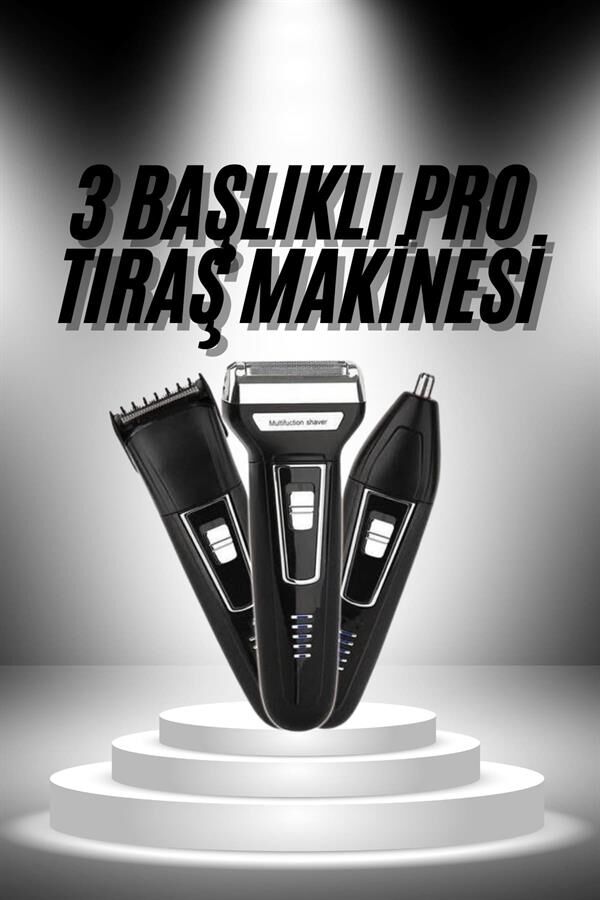 3'lü Set Saç Sakal Kesme Traş Makinesi Burun Kılı Alma Tıraş Makinesi - Lisinya