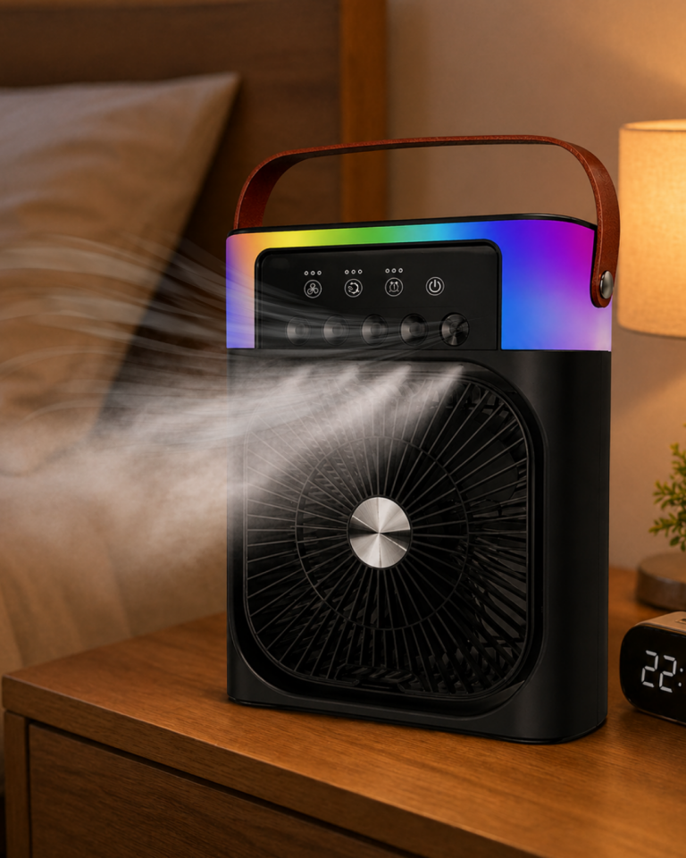 RGB Işıklı Buharlı Masaüstü Fan Sessiz Çalışan USB Şarjlı Taşınabilir Fan - Lisinya