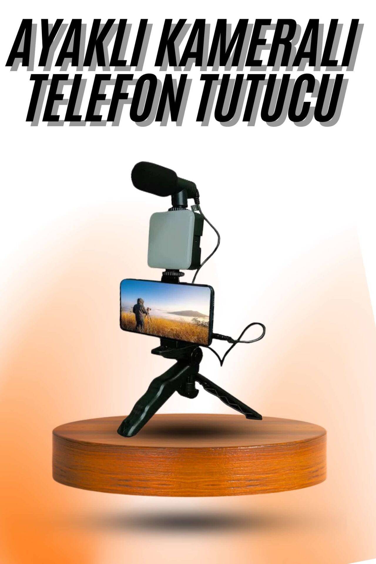 Telefon Tutucu Mini Mikrofonlu Tripod Vlog Çekim Video - Lisinya