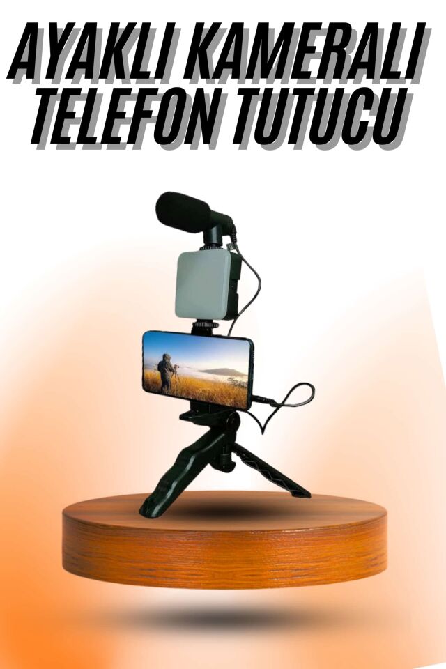 Telefon Tutucu Mini Mikrofonlu Tripod Vlog Çekim Video - Lisinya