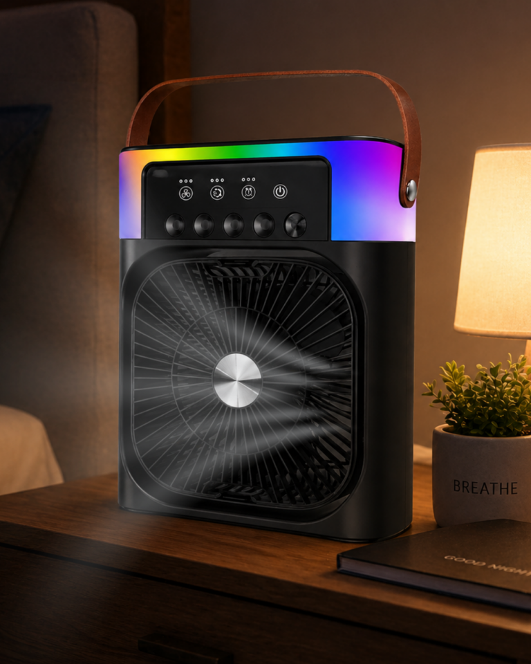 USB Şarjlı Masaüstü Sprey Fan Taşınabilir Serinletici RGB Işıklı Mini Klima - Lisinya