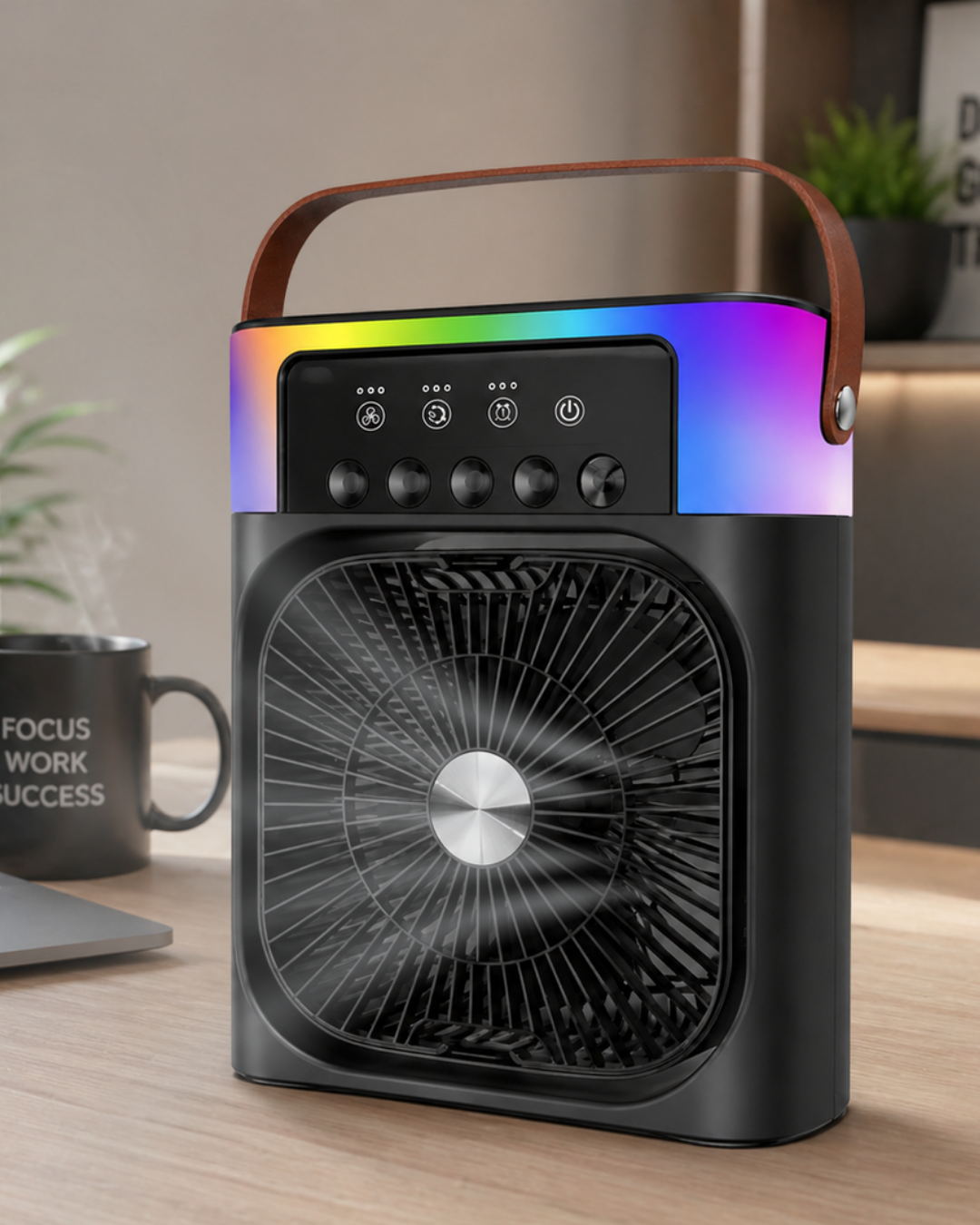 Taşınabilir Sprey Fan RGB Işıklı Mini Klima Soğutucu Nemlendirici USB Şarjlı - Lisinya