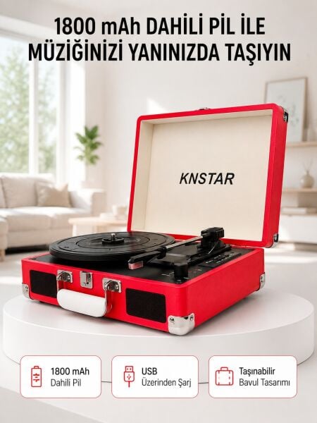 Retro Bavul Pikap Dahili Hoparlörlü AUX USB SD Kart ve Bluetooth Bağlantılı Taşınabilir Tasarım - Lisinya