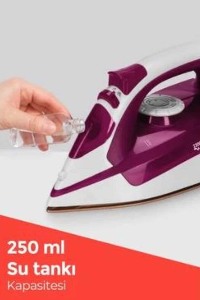 Seramik Tabanlı Kırmızı 2200 Watt Şok Buharlı Ütü - Lisinya