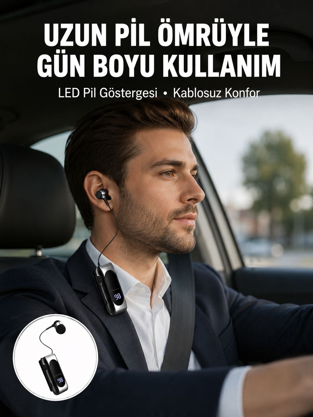 Bluetooth 5.2 Klipsli Kablosuz Kulaklık – Dijital Ekran & Titreşimli Uyarı Yeni Nesil - Lisinya