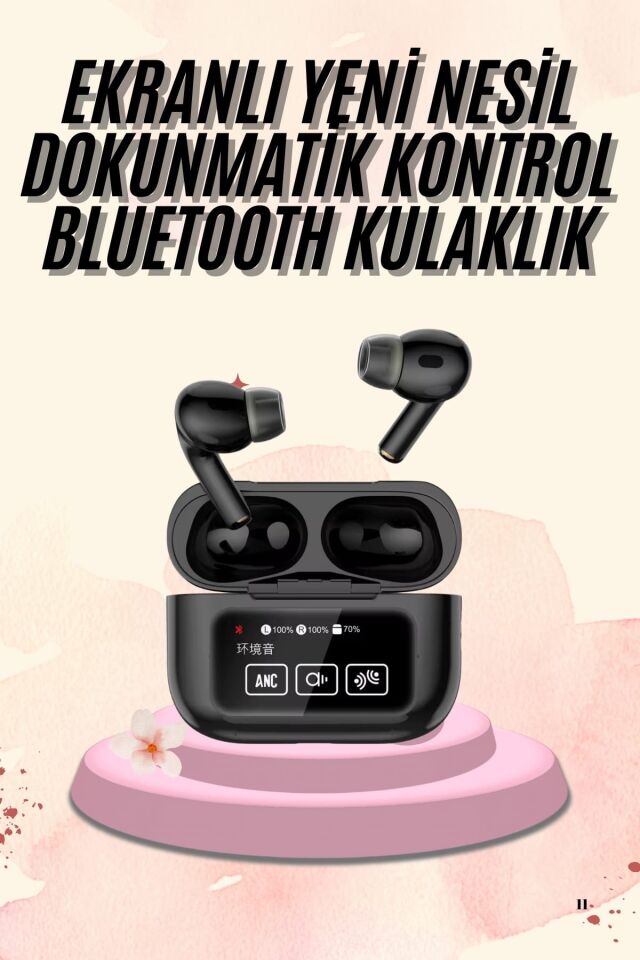 Kulak İçi Bluetooth Kulaklık Ekranlı Müzik Dinleme Çağrı Cevaplama Siyah - Lisinya
