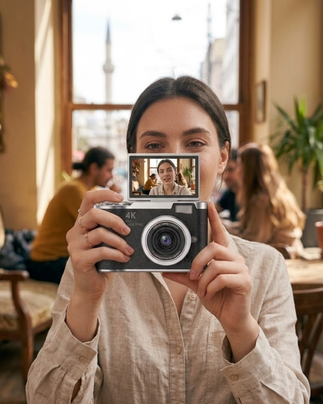 YamanHobi 4K Dijital Kamera 48 MP 180° Dönebilir Ekranlı Vlog Fotoğraf Makinesi