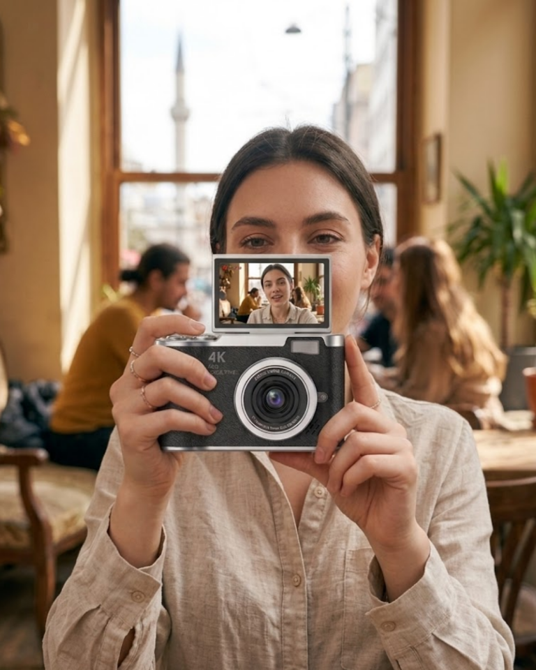 YamanHobi 4K Dijital Kamera 48 MP 180° Dönebilir Ekranlı Vlog Fotoğraf Makinesi