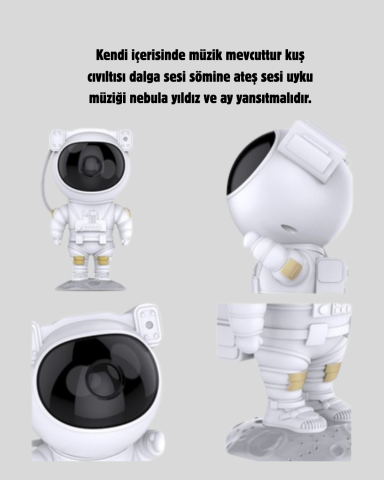Astronot Galaksi Projeksiyon Lambası Bluetooth Bağlantılı ve Uzaktan Kontrollü - Lisinya