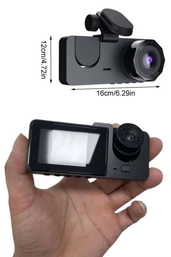 Araç İçi Dikiz Kamerası Sürüş Kaydedici 3 Lensli DVR Kamera - Lisinya