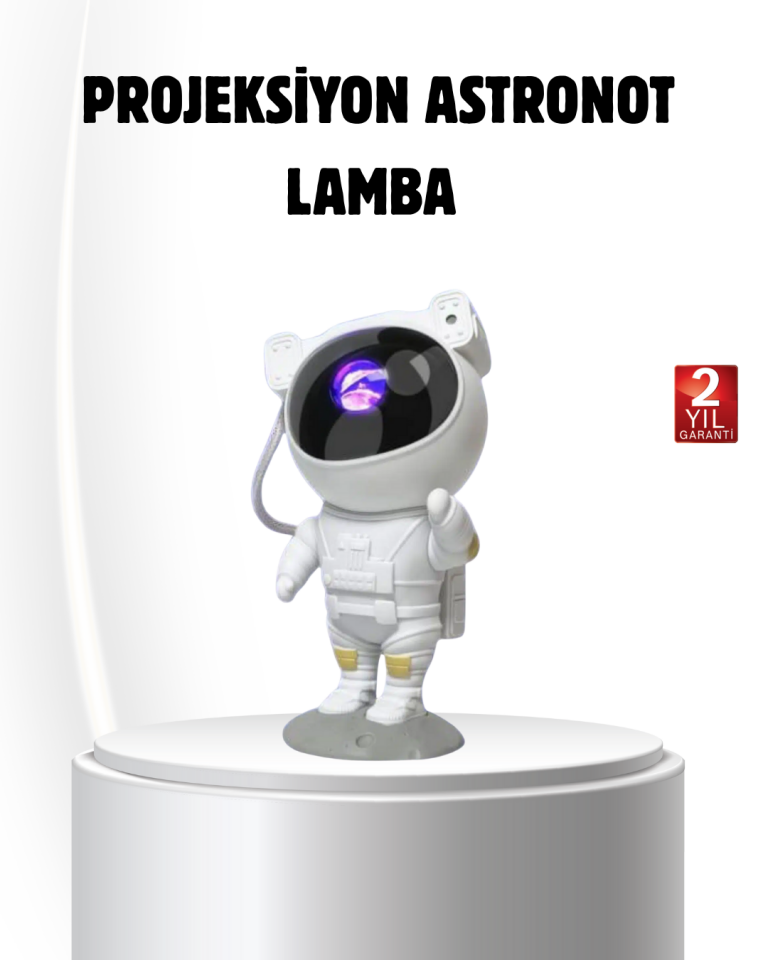 Bluetooth Müzikli Astronot Projeksiyon Lambası Yıldız ve Ay Efektli - Lisinya