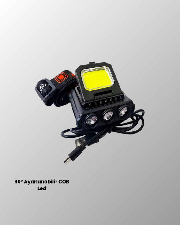 USB Şarjlı Kafa Feneri 800 Lumen Ayarlanabilir COB ve XPE LED - Lisinya