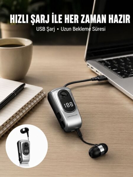 Dijital Ekranlı Bluetooth Kulaklık – Titreşimli Bildirim, 25 Saat Kullanım Yeni Nesil - Lisinya
