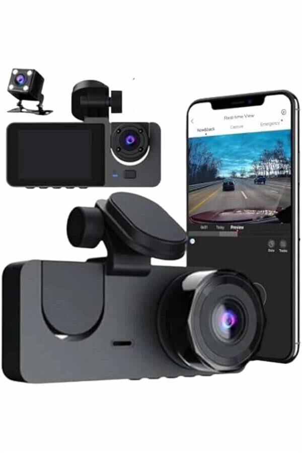3 Kameralı 2 İnç 1080P Araç İçi Kamera Sürüş Kamerası CarPlay - Lisinya