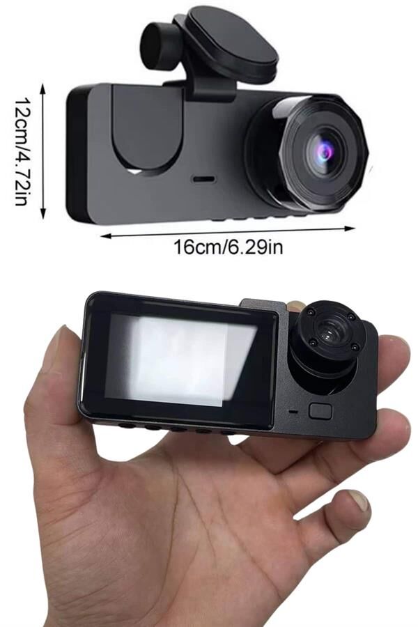 3 Kameralı 2 İnç 1080P Araç İçi Kamera Sürüş Kamerası CarPlay - Lisinya