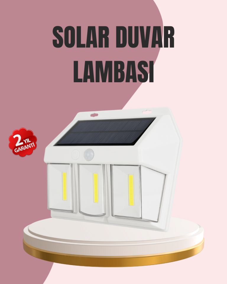 YamanHobi 3 Modlu Güneş Enerjili PIR Sensörlü Duvar Lambası IP65