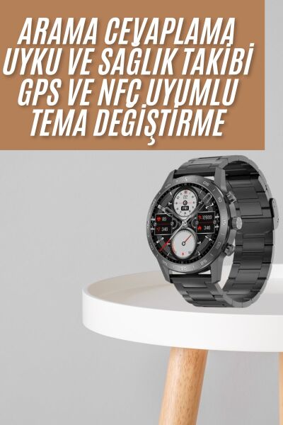 Akıllı Saat Çelik Kordon Çağrı Cevaplama Amoled Ekran Titreşimli Uyku ve Sağlık Takibi Yeni Nesil - Lisinya
