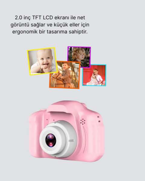 Çocuklar İçin Mini Fotoğraf Makinesi 8MP 1080P Video ve Darbeye Dayanıklı
