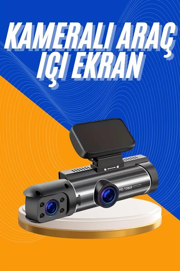 Araç Kamerası Black Box Çift Kameralı Ekranlı Full HD Sürüş Kamerası - Lisinya