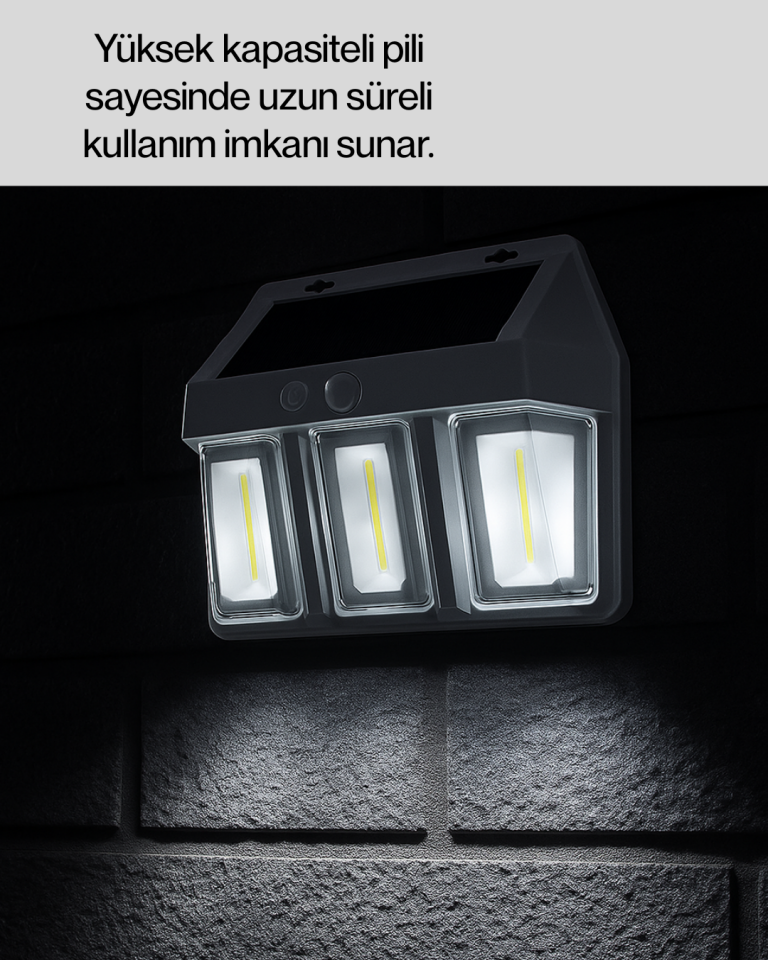 Güneş Enerjili 3 Modlu Duvar Apliği – Bahçe ve Garaj Aydınlatması - Lisinya