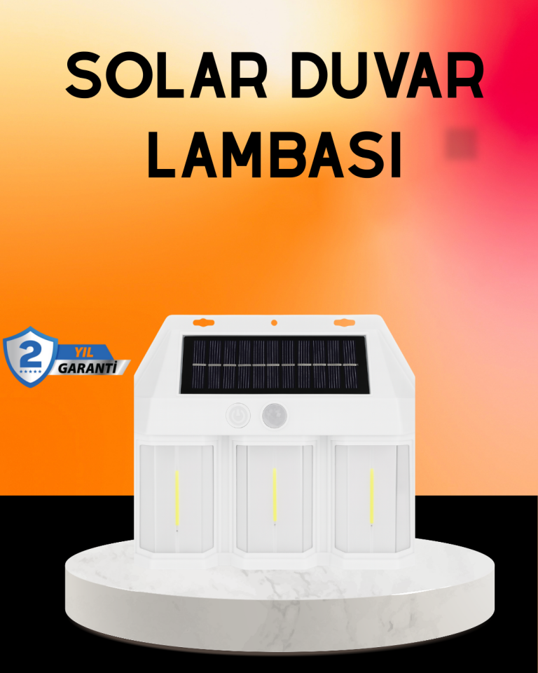 YamanHobi 3 Modlu Solar PIR Hareket Sensörlü Duvar Lambası IP65