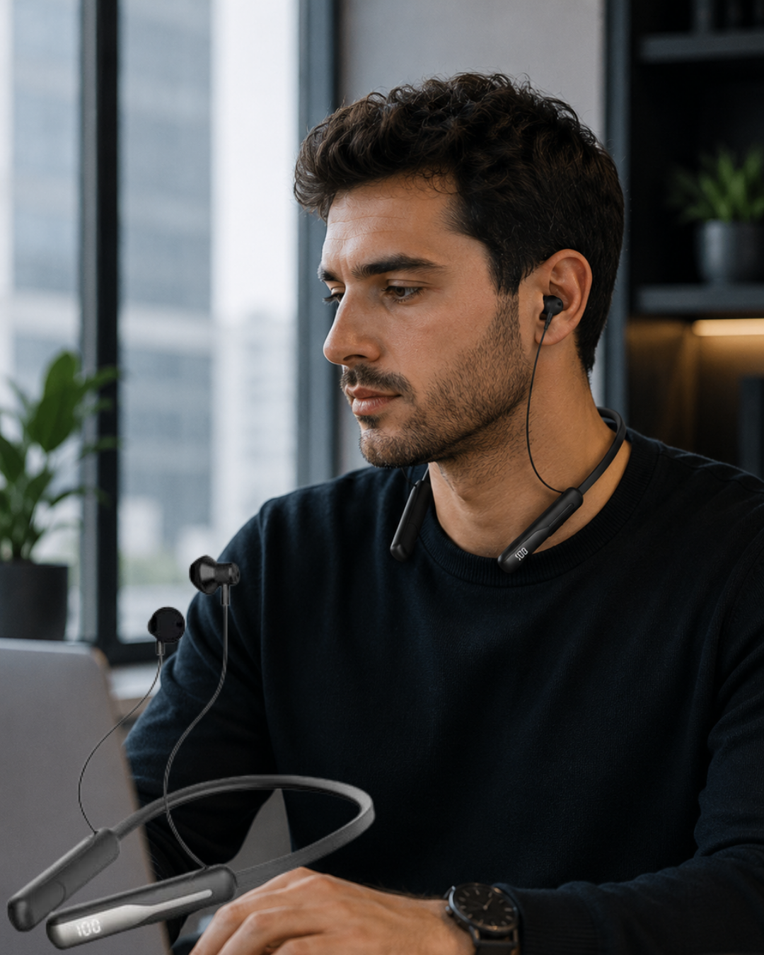 Bluetooth 5.4 Boyun Askılı Kulaklık Manyetik Kulaklıklı Type C Şarjlı - Lisinya