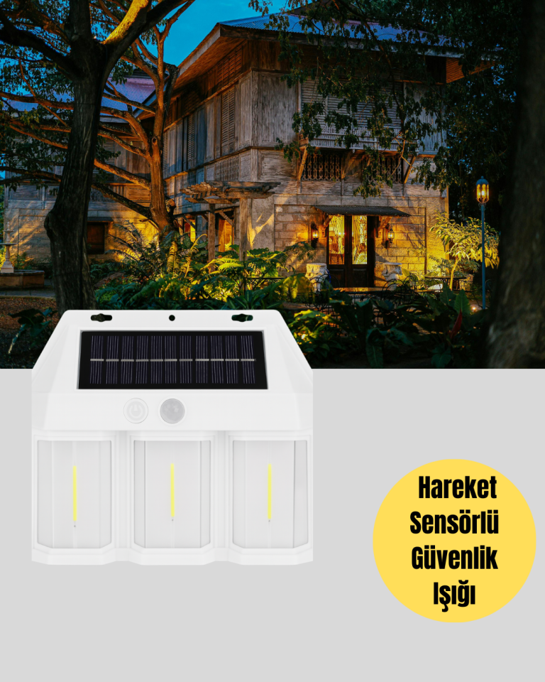 Güneş Enerjili 3 Modlu Duvar Apliği – Bahçe ve Garaj Aydınlatması - Lisinya