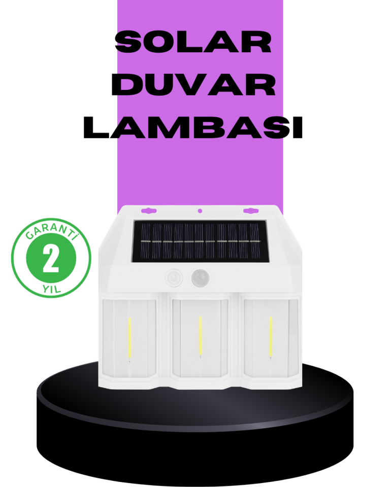 3 in 1 Solar Duvar Lambası – IP65 Su Geçirmez, Hareket Sensörlü - Lisinya