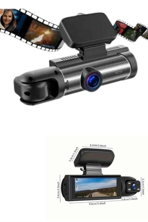 Araç İçi Full Hd Kamera Ön ve Arka Kameralı Ekranlı Araç Kamerası - Lisinya