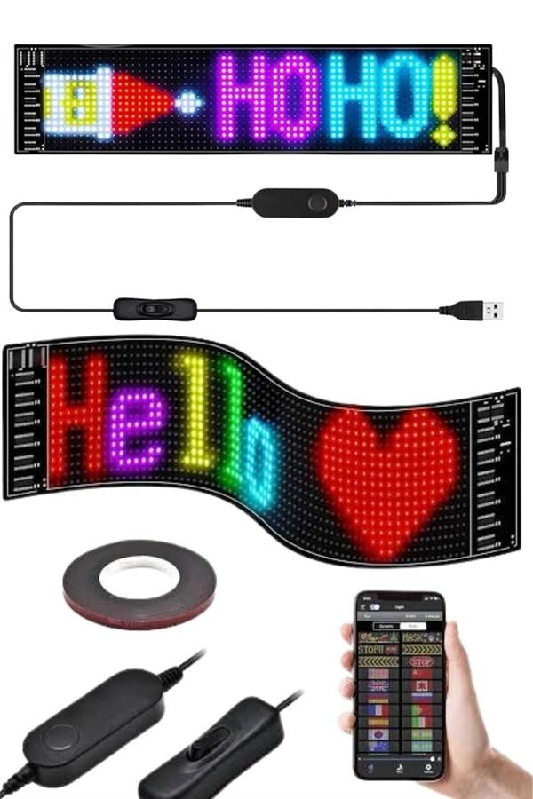 Matrix Led Cama Yapışan Telefon Kontrollü Panel Dijital Ekran Kumandalı - Lisinya