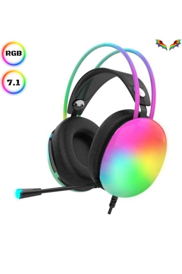 Kablosuz Bluetooth Kulaklık RGB Işıklı Kulak Üstü 5.3 Bluetooth Bağlantılı - Yeşil