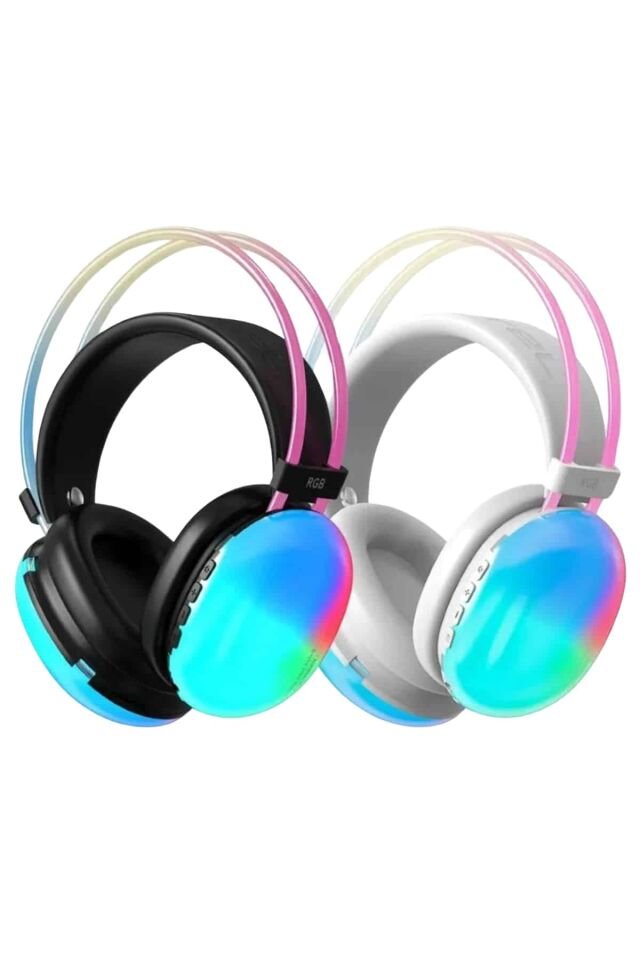 Kablosuz Bluetooth Kulaklık RGB Işıklı Kulak Üstü 5.3 Bluetooth Bağlantılı - Yeşil
